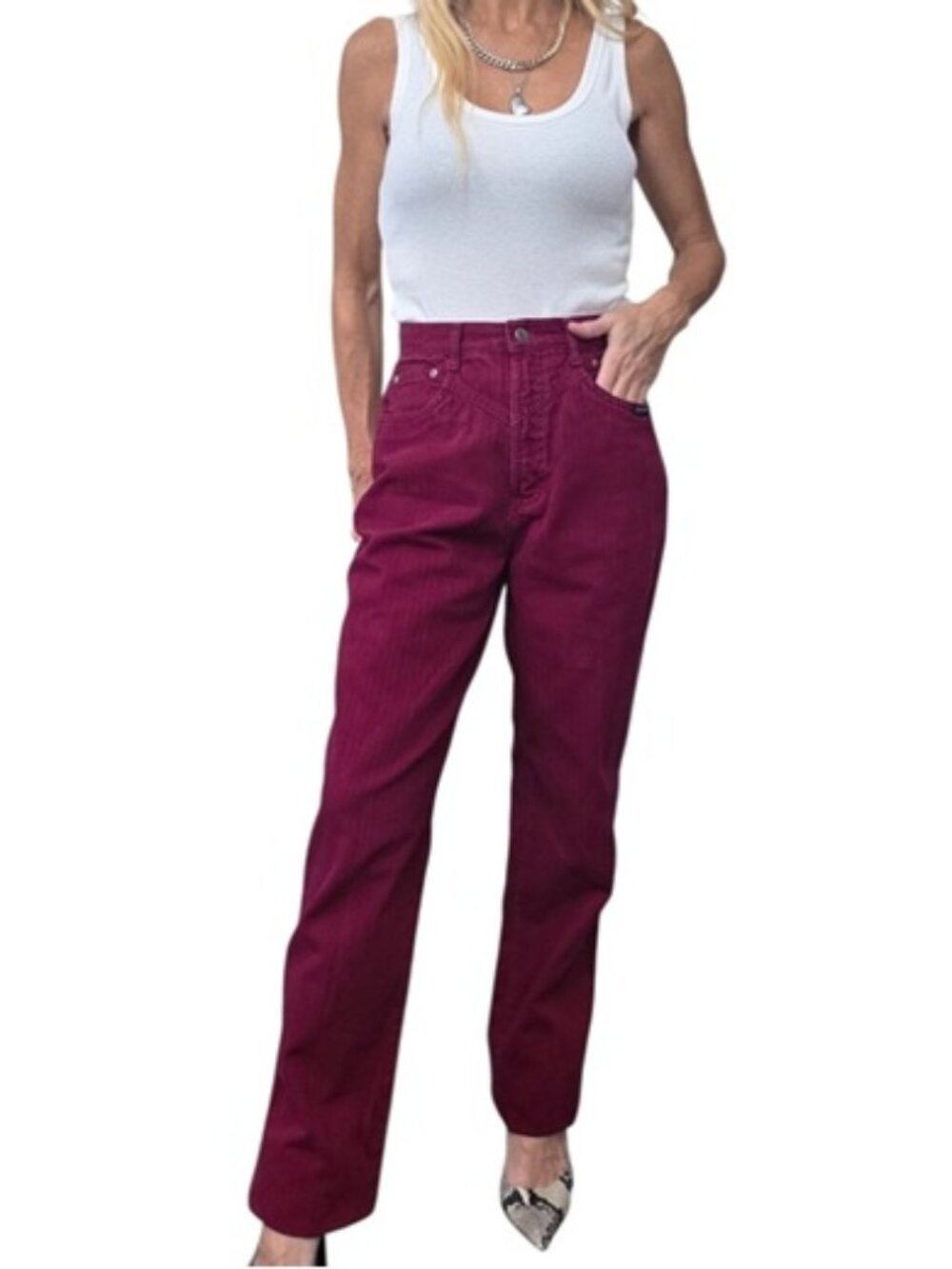 Vintage Rocky Mountain Burgundy Striped High Rise Western Jeans 5/6